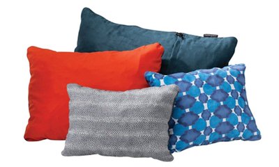 The Therm-a-rest compressible pillow is the secret to great night's sleep while you're camping or backpacking.